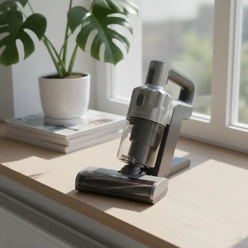 Dyson mini handheld vacuum cleaning a car interior